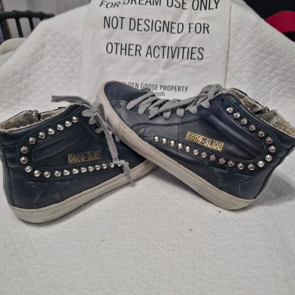 Golden Goose 7.5 8 Rare Black Stud GGDB slide - Picture 2 of 3